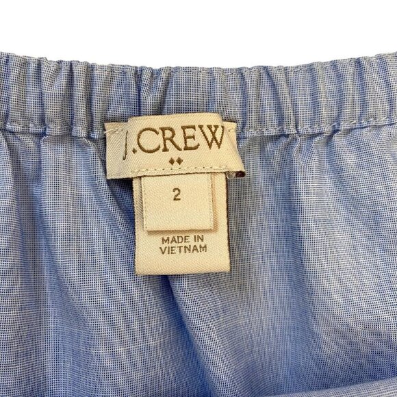 J.Crew Blue Ruffle Top in Cotton Light Blue Elastic Back Coastal Beachy Size 2 - Picture 3 of 7